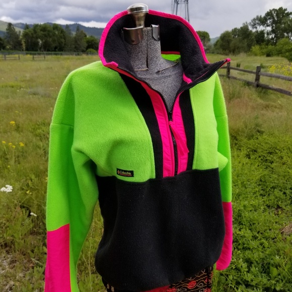 Columbia Jackets & Blazers - Vintage Neon Columbia Sportswear Fleece Halfzip